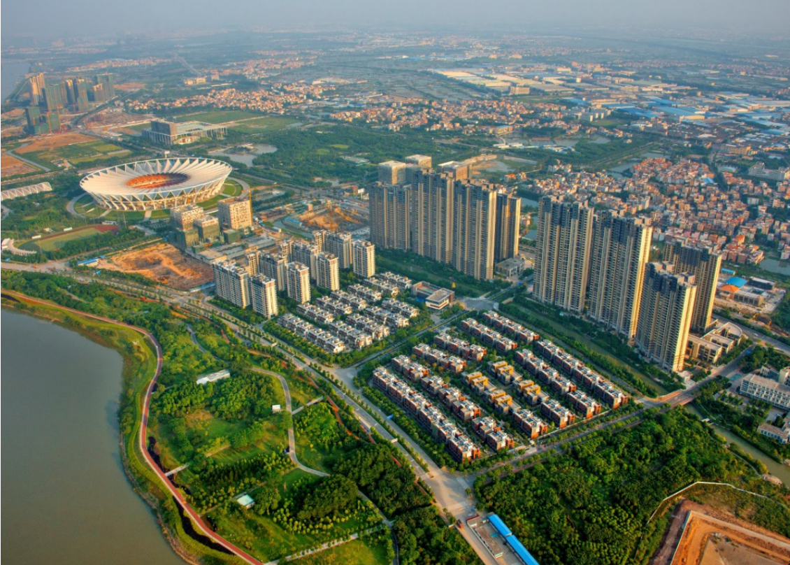 2017年建成的新城超级湿地水岸景观和绿道